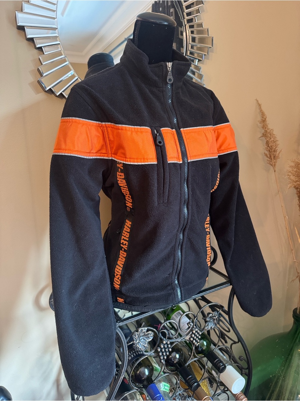 Harley-Davidson Black Jacket with Orange Stripe Accents